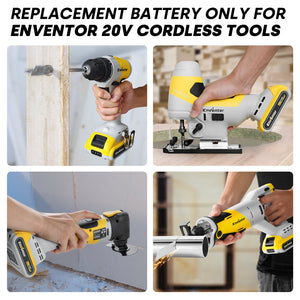 20V 2.0Ah Lithium Ion Replacement Battery for Cordless Power Tools - EnventorTool