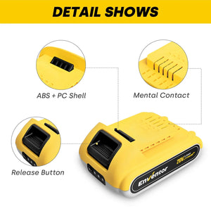 20V 2.0Ah Lithium Ion Replacement Battery for Cordless Power Tools - EnventorTool
