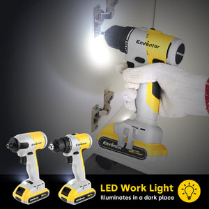 20V Cordless Drill Driver and Impact Driver Combo Kit - EnventorTool