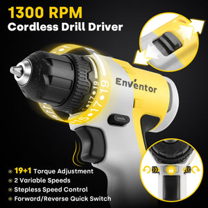 20V Cordless Drill Driver and Impact Driver Combo Kit - EnventorTool