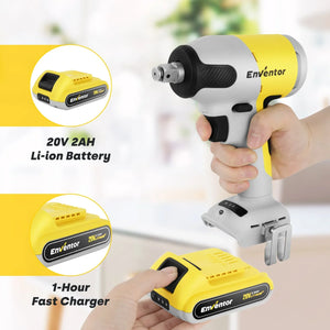20V Cordless Power Impact Wrench | Brushless Motor & Lithium - Ion Battery - EnventorTool