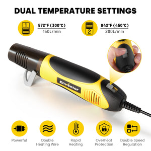 450W Mini Heat Gun | Dual Temp Handheld Hot Air Tool for Crafts and More - EnventorTool
