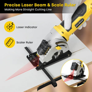 Compact Electric Circular Saw with Laser Guide and 3 Blades - 580W 4000RPM - EnventorTool