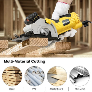 Compact Electric Circular Saw with Laser Guide and 3 Blades - 580W 4000RPM - EnventorTool