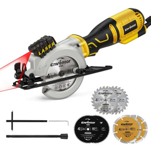 Compact Electric Circular Saw with Laser Guide and 6 Blades - 705W 3500RPM - EnventorTool