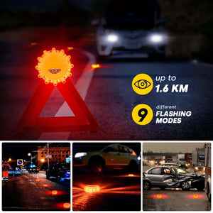 LED Road Safety Flares with 9 Modes and Magnetic Base - EnventorTool