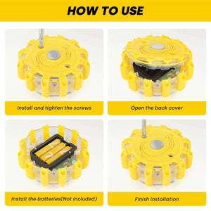 LED Road Safety Flares with 9 Modes and Magnetic Base - EnventorTool