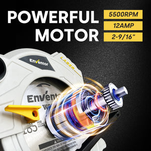 Powerful 12A Electric Circular Saw with Laser Guide - EnventorTool