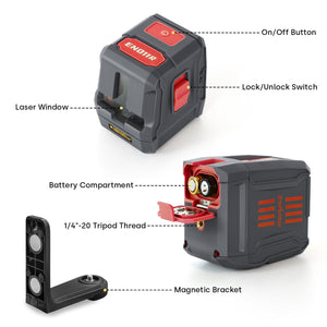 Red Self - Leveling Laser Level | 360° Horizontal and Vertical Line Laser Tool for Picture Hanging - EnventorTool