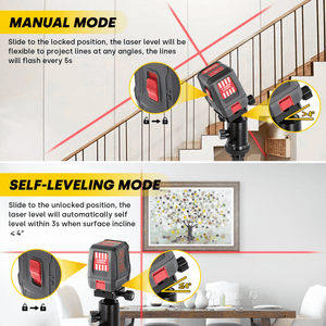 Red Self - Leveling Laser Level | 360° Horizontal and Vertical Line Laser Tool for Picture Hanging - EnventorTool