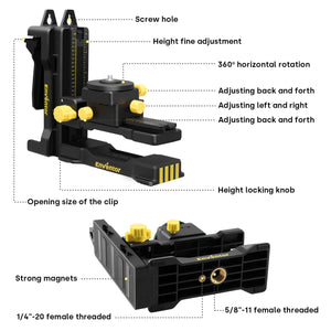 Versatile Magnetic Laser Level Adapter with Adjustable Clip - EnventorTool