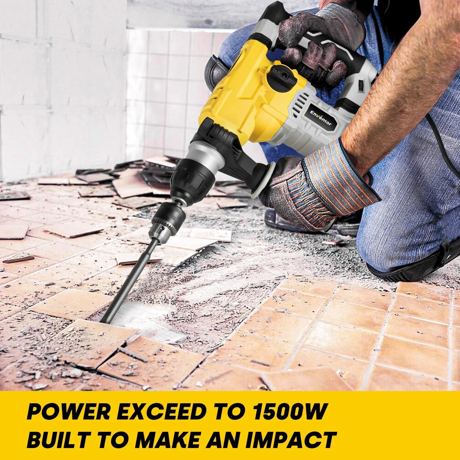 12A Heavy Duty SDS - Plus Rotary Hammer Drill for Concrete and Stone - EnventorTool