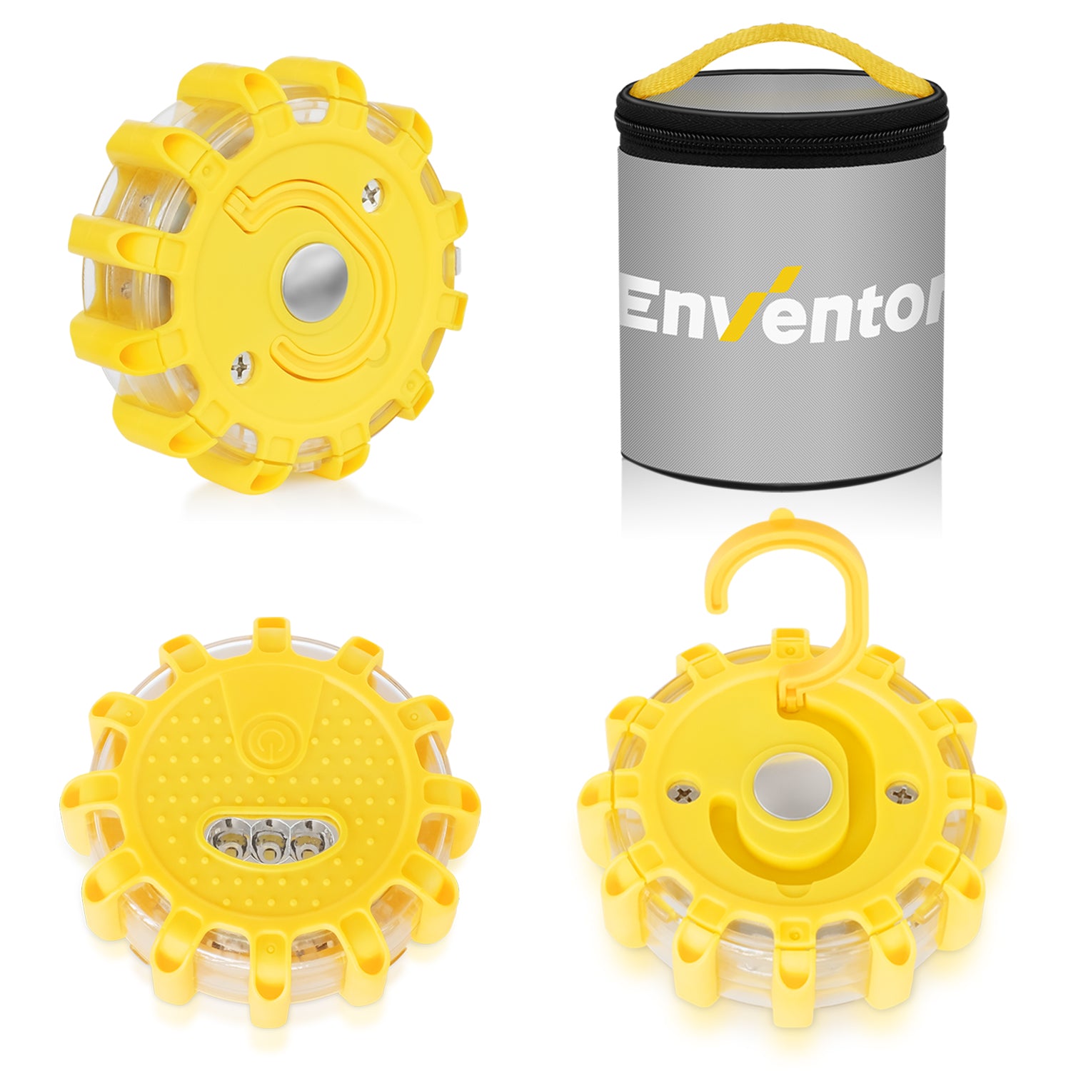 LED Road Flares Safety Beacon Kit - 3 Pack with Magnetic Base
