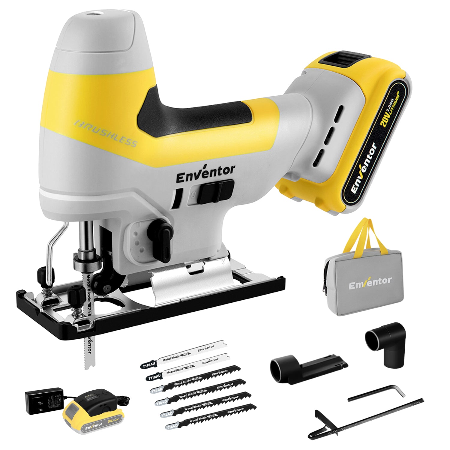 Cordless Jigsaw with Adjustable Speed and LED Light