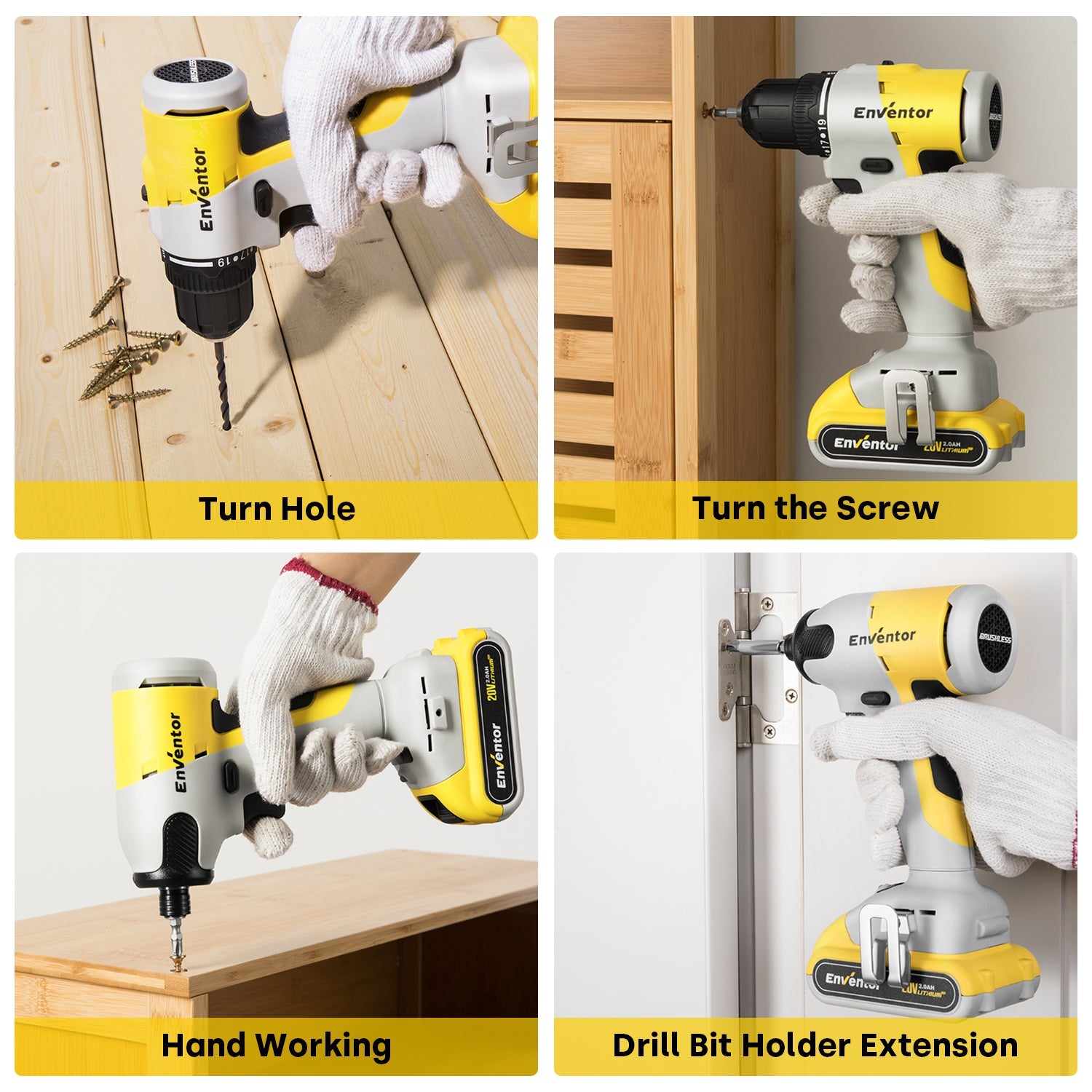 20V Cordless Drill Driver and Impact Driver Combo Kit - EnventorTool