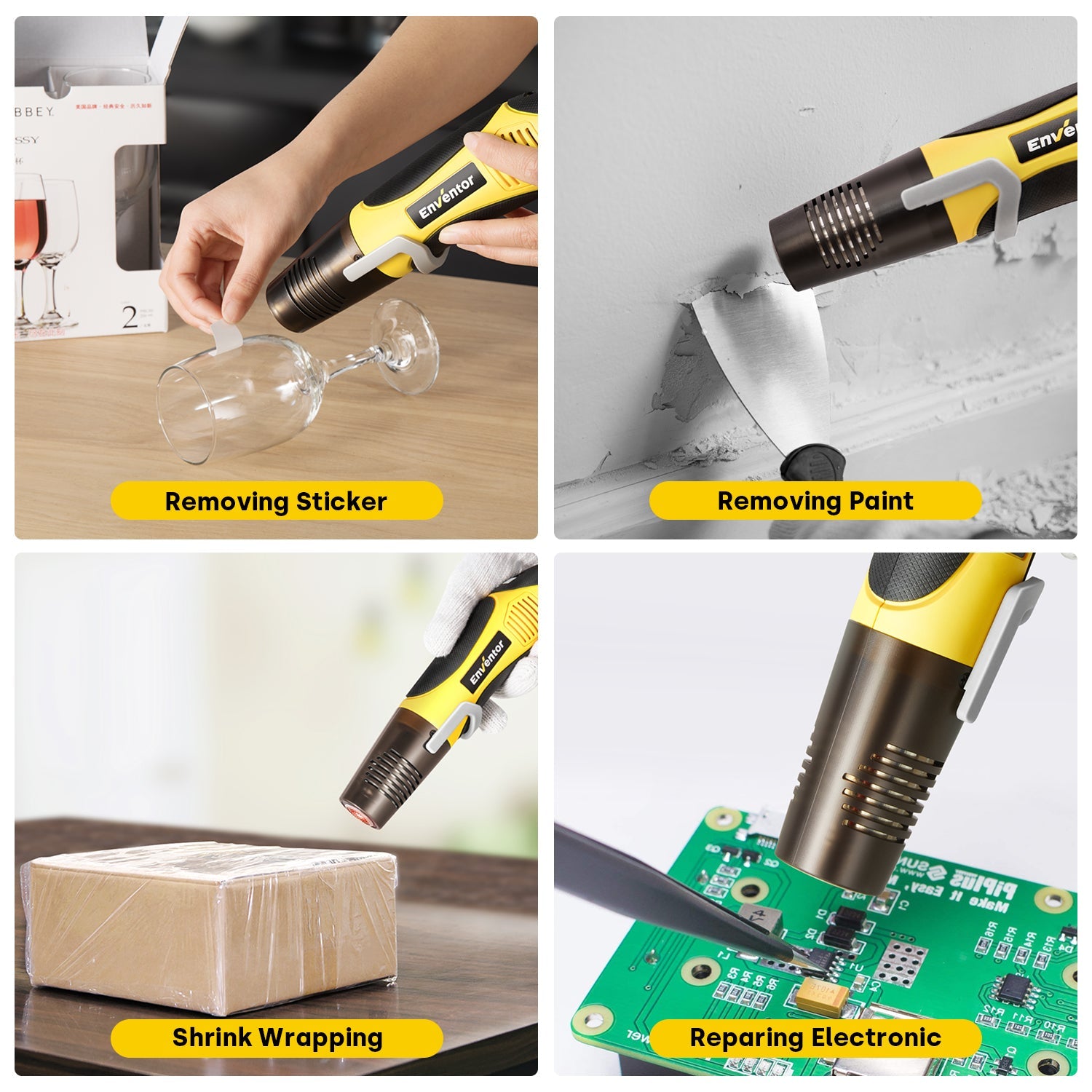450W Mini Heat Gun | Dual Temp Handheld Hot Air Tool for Crafts and More - EnventorTool