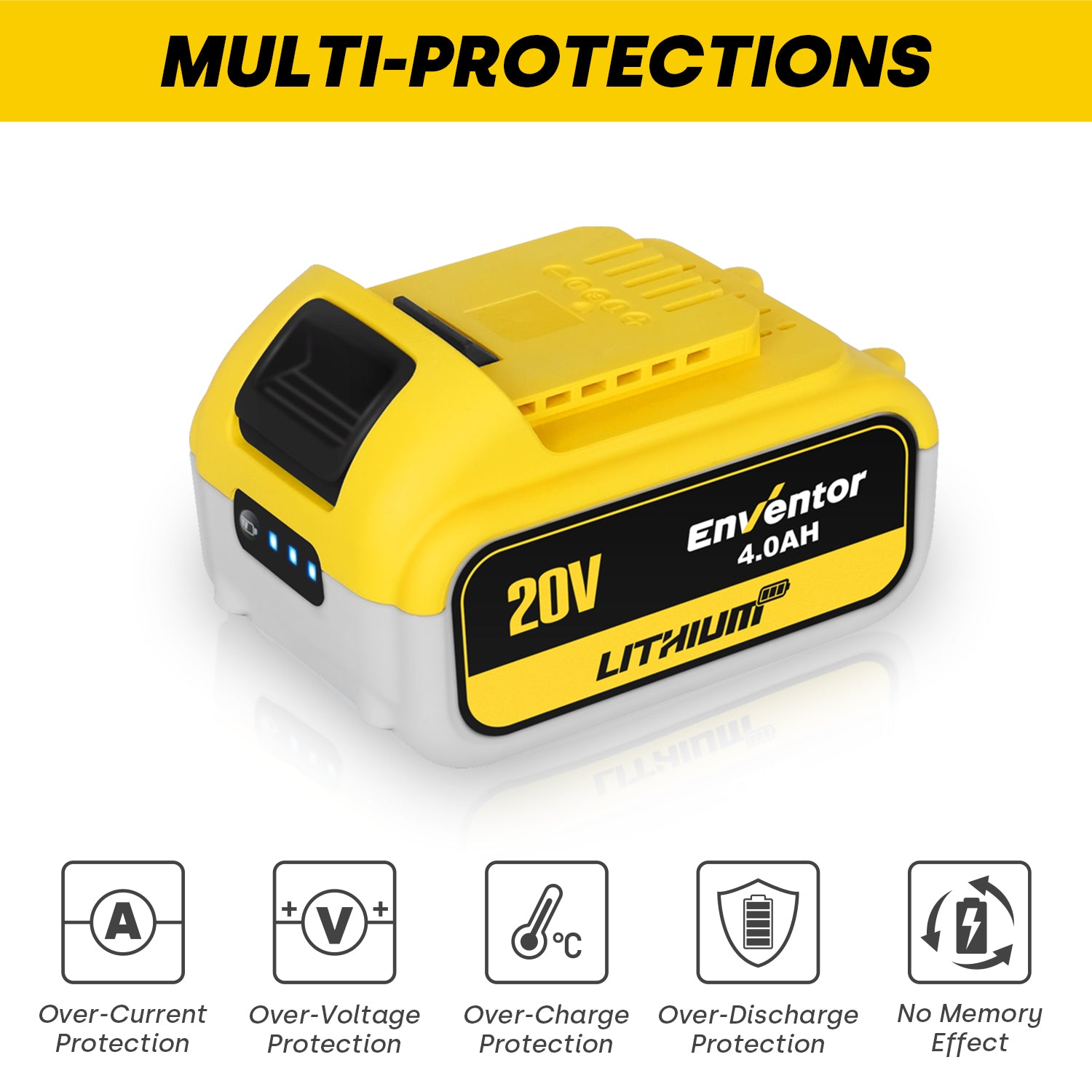 20V 4.0Ah Lithium Ion Replacement Battery for Cordless Power Tools