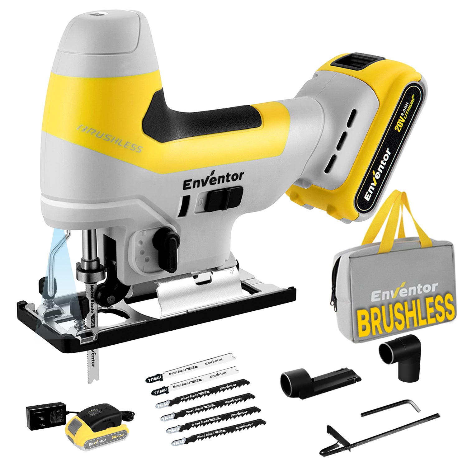 Cordless Jigsaw with Adjustable Speed and LED Light