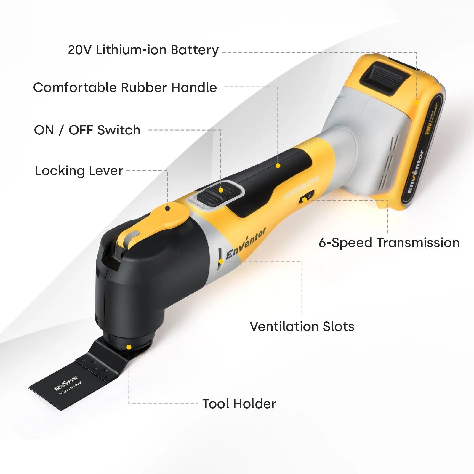 Cordless Oscillating Multitool with 28 Accessories and Fast Charger - EnventorTool
