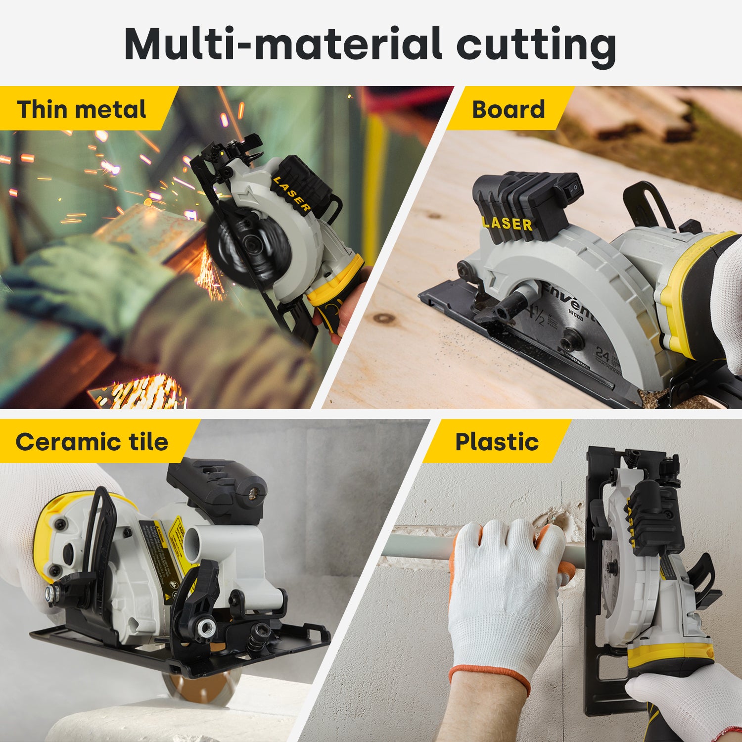 Compact Electric Circular Saw with Laser Guide and 6 Blades - 705W 3500RPM