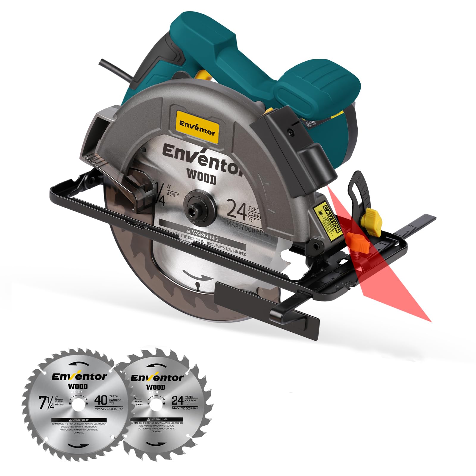 Enventor 11A High-Speed Circular Saw – 6000 RPM, 7-1/4″ Blade for Dry Wood, Plastic & PVC