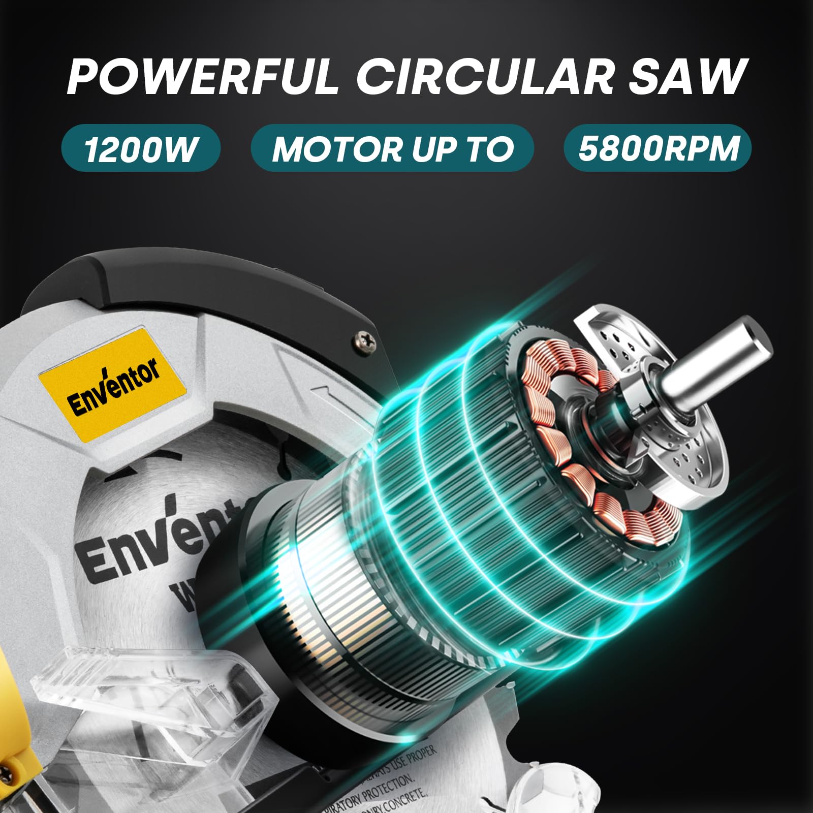 Enventor 10A Circular Saw | 5800 RPM, 7-1/4" Blade, Laser Guide