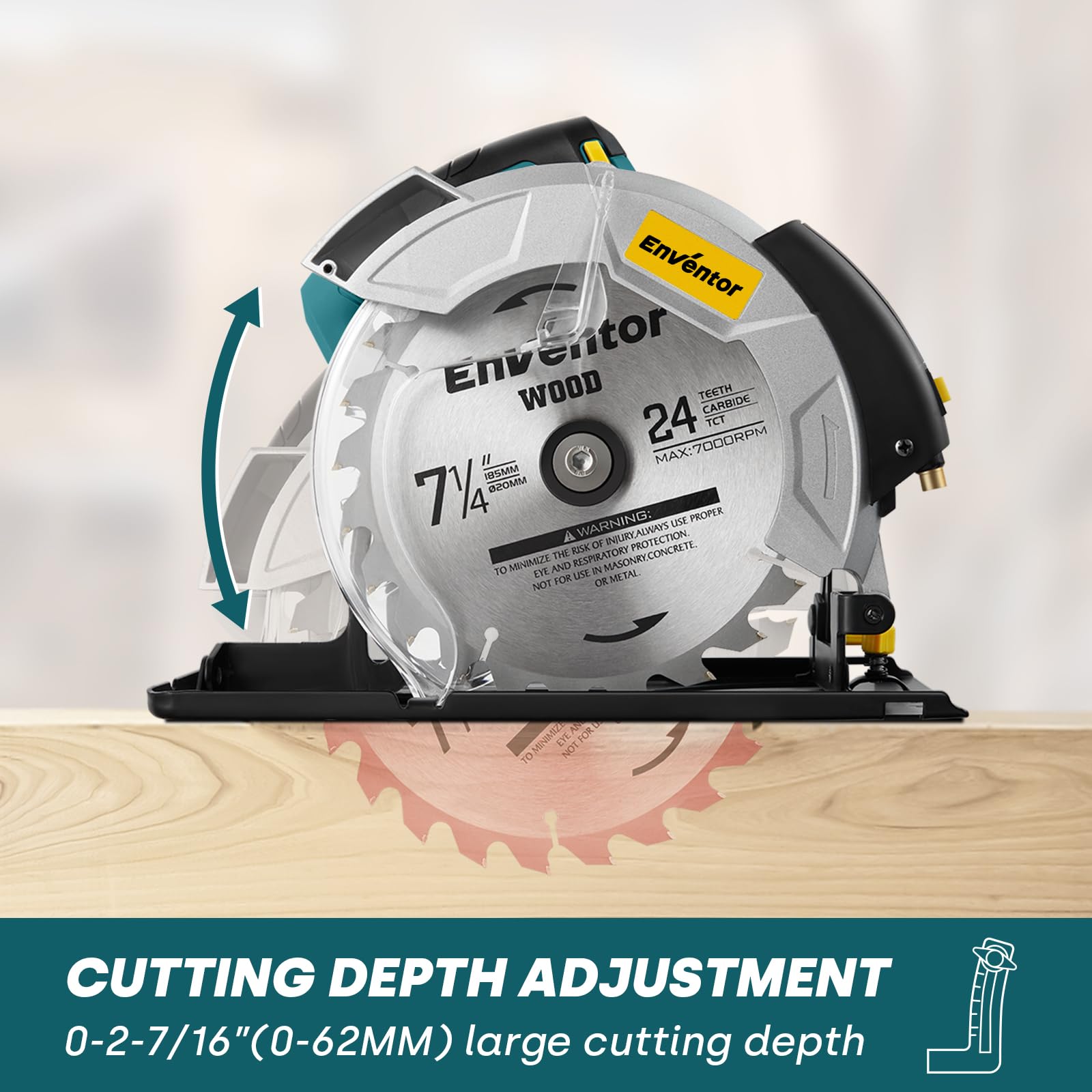 Enventor 10A Circular Saw | 5800 RPM, 7-1/4" Blade, Laser Guide