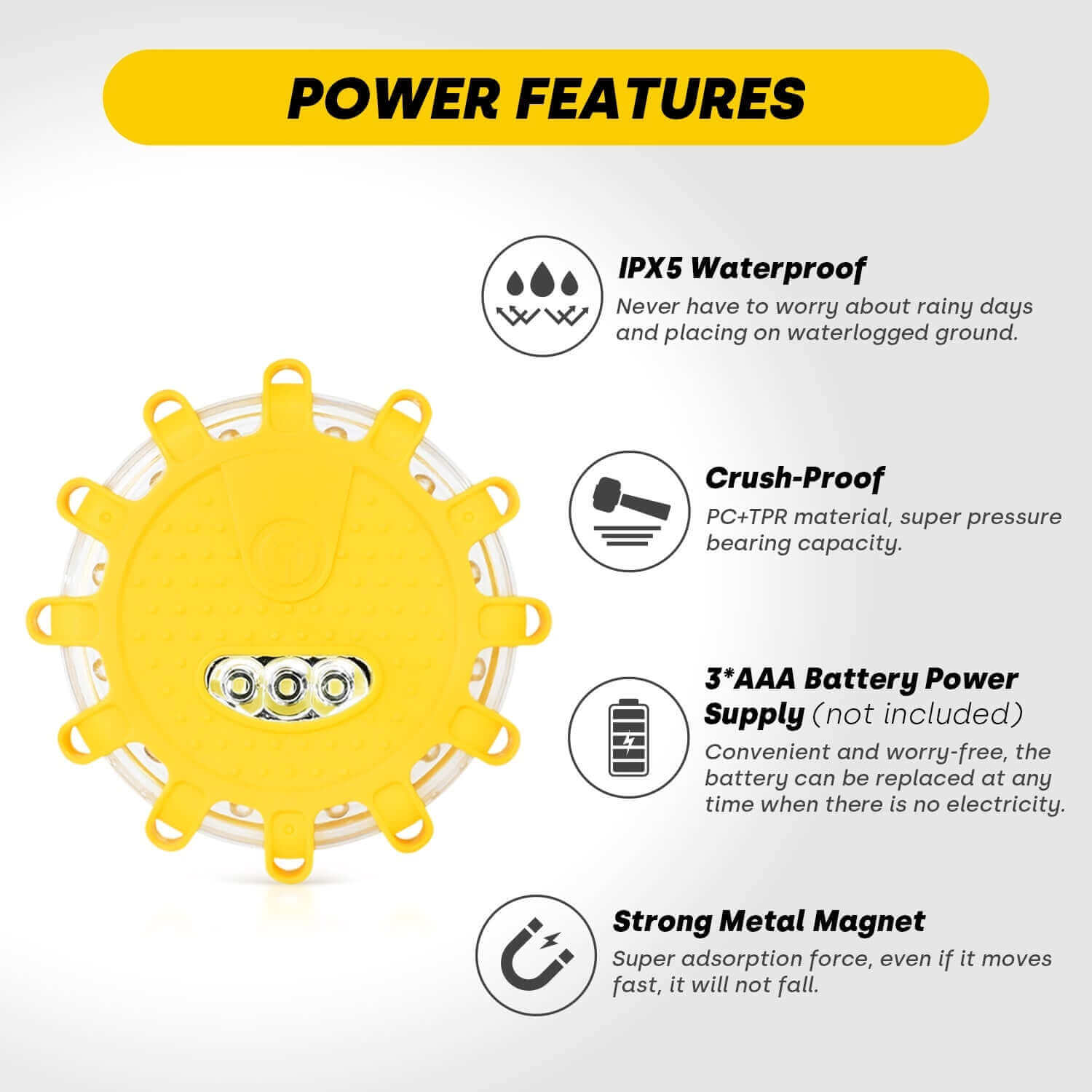 LED Road Safety Flares with 9 Modes and Magnetic Base - EnventorTool