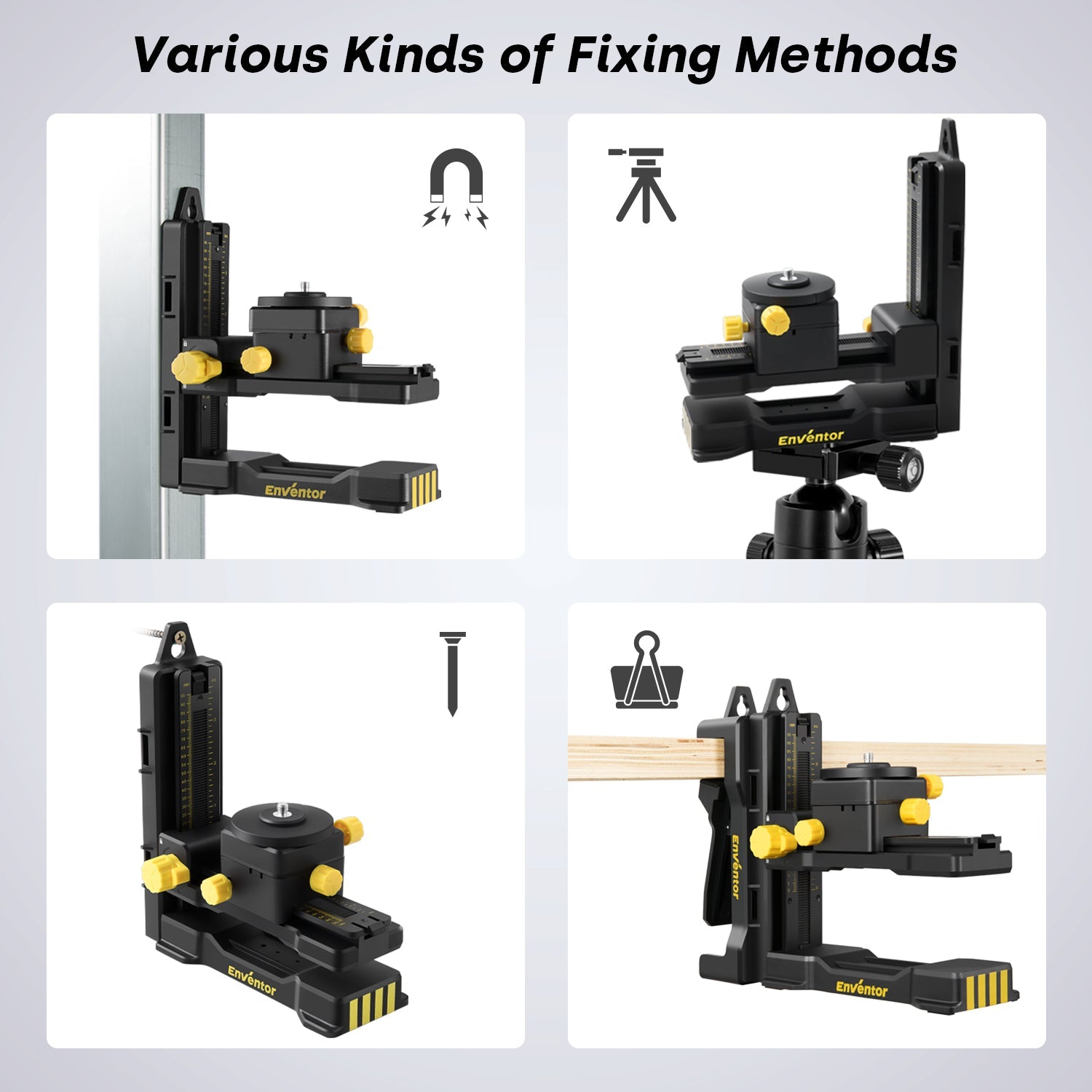 Versatile Magnetic Laser Level Adapter with Adjustable Clip - EnventorTool